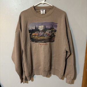 Jerzees Brown Crewneck Sweater with Graphic